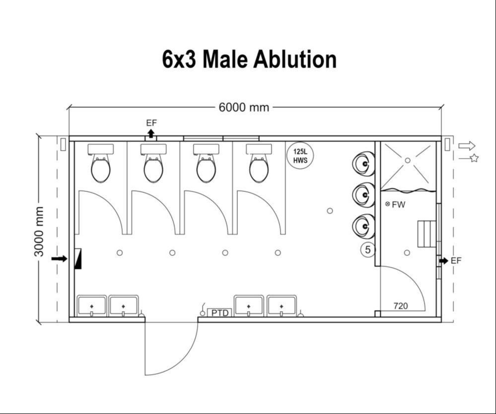 6x3 male ablution